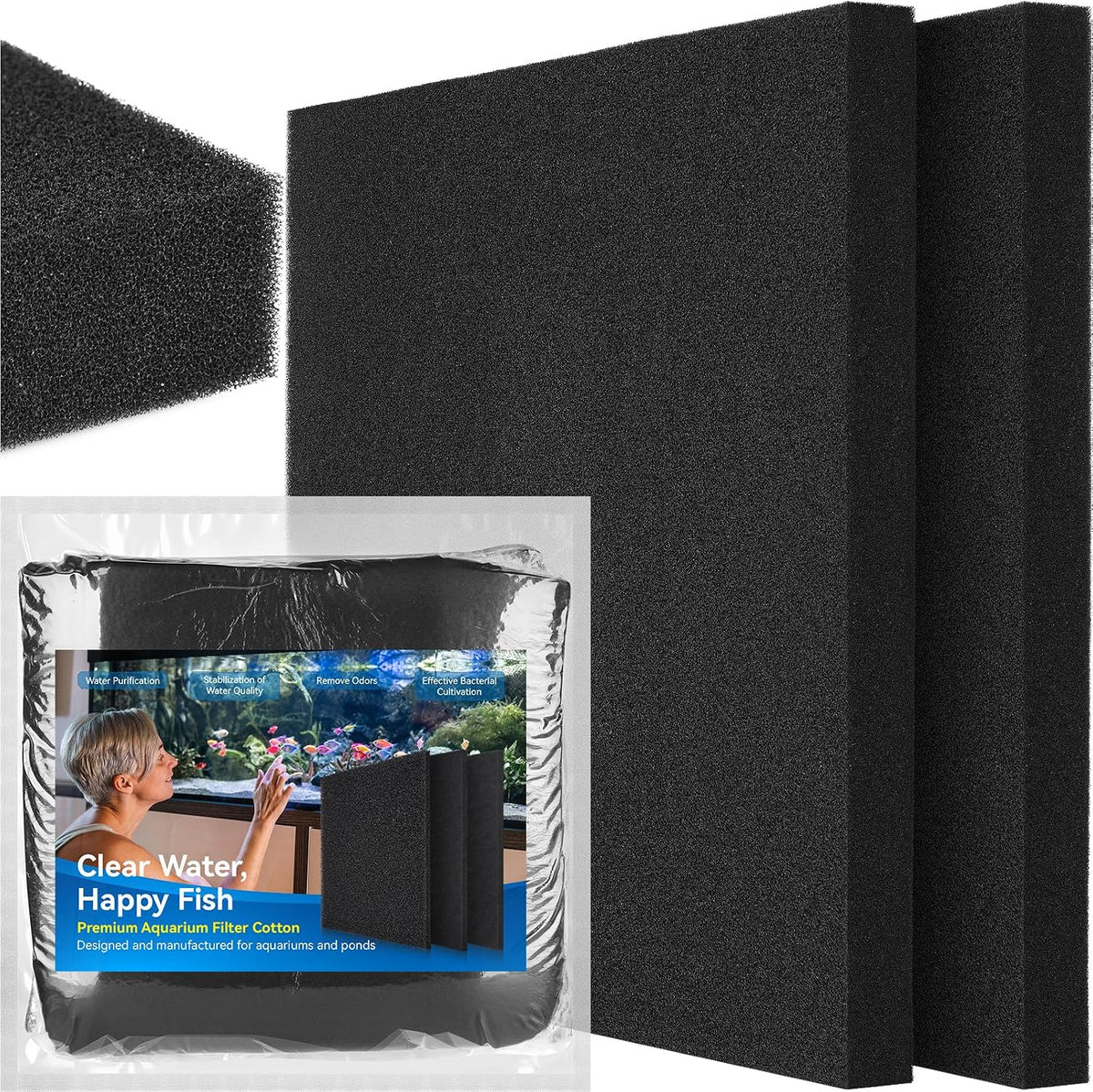 Borlech Aquarium Bio Filter Sponge Pad - 18.5"x18.5"x1.6" (50PPI) 2 PACK
