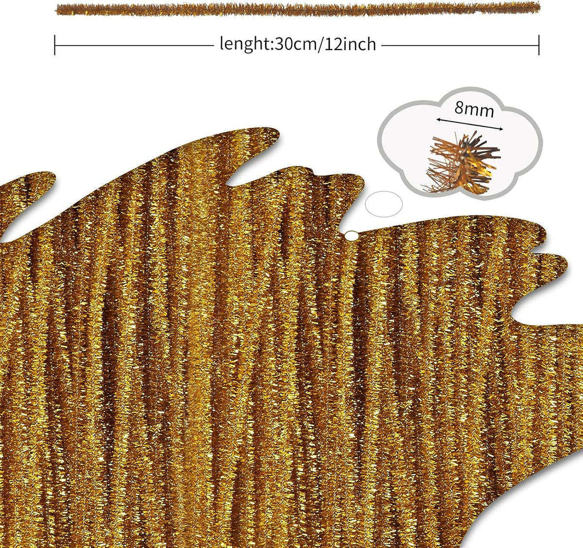 Pipe Cleaners Craft Supplies - 30CM / Glitter Golden / 100 - image 2