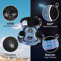 NESTROAD Dog Harness for Medium Sized Dog - Checkered Blue / X-Large - image 2