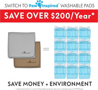 Paw Inspired Washable Pee Pads for Dogs (2 Pack), Leakproof, Non-Slip Reusable Puppy Pads for Potty Training, Whelping, Waterproof Mat (41x41 Inch, Pack of 2)