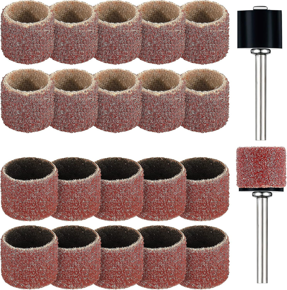 22-piece dog nail grinder replacement kit with sanding bands and black drums