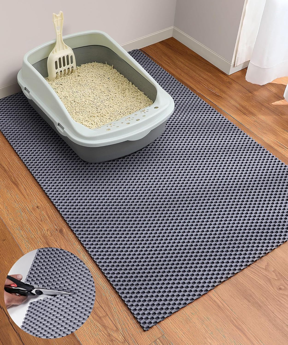 Cat Litter Mat, Cut to Fit Any Place - Grey / 35x23 Inch
