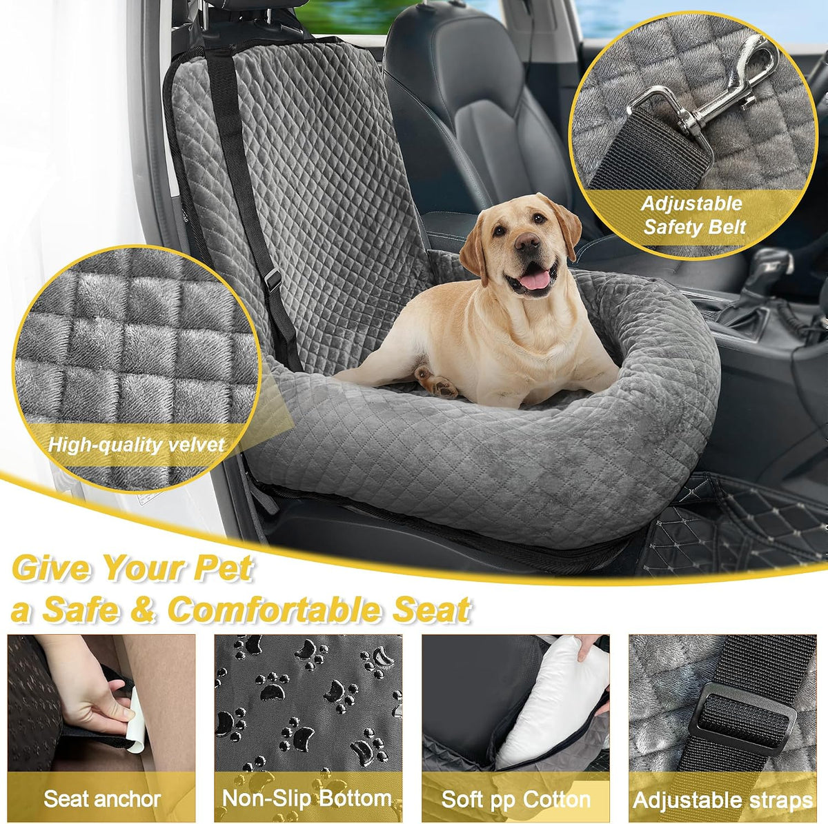 Dog Car Seat for Small Medium Dogs - Gray / Small - image 3