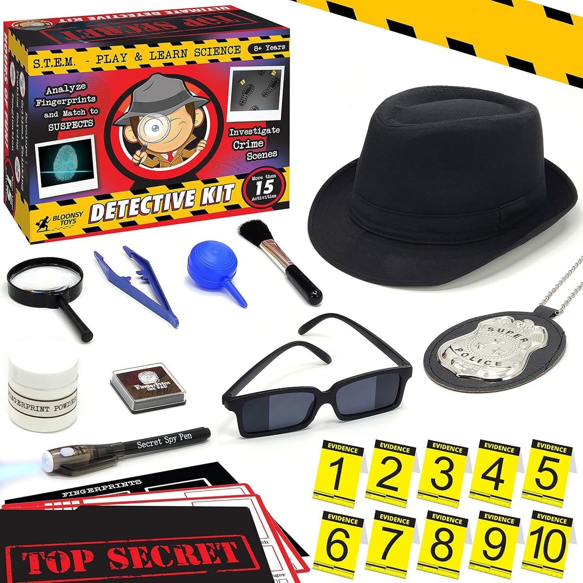 BLOONSY Spy Kit for Kids, Detective Kit with Spy Toys and Secret Agent Set – Fun for Kids & Family
