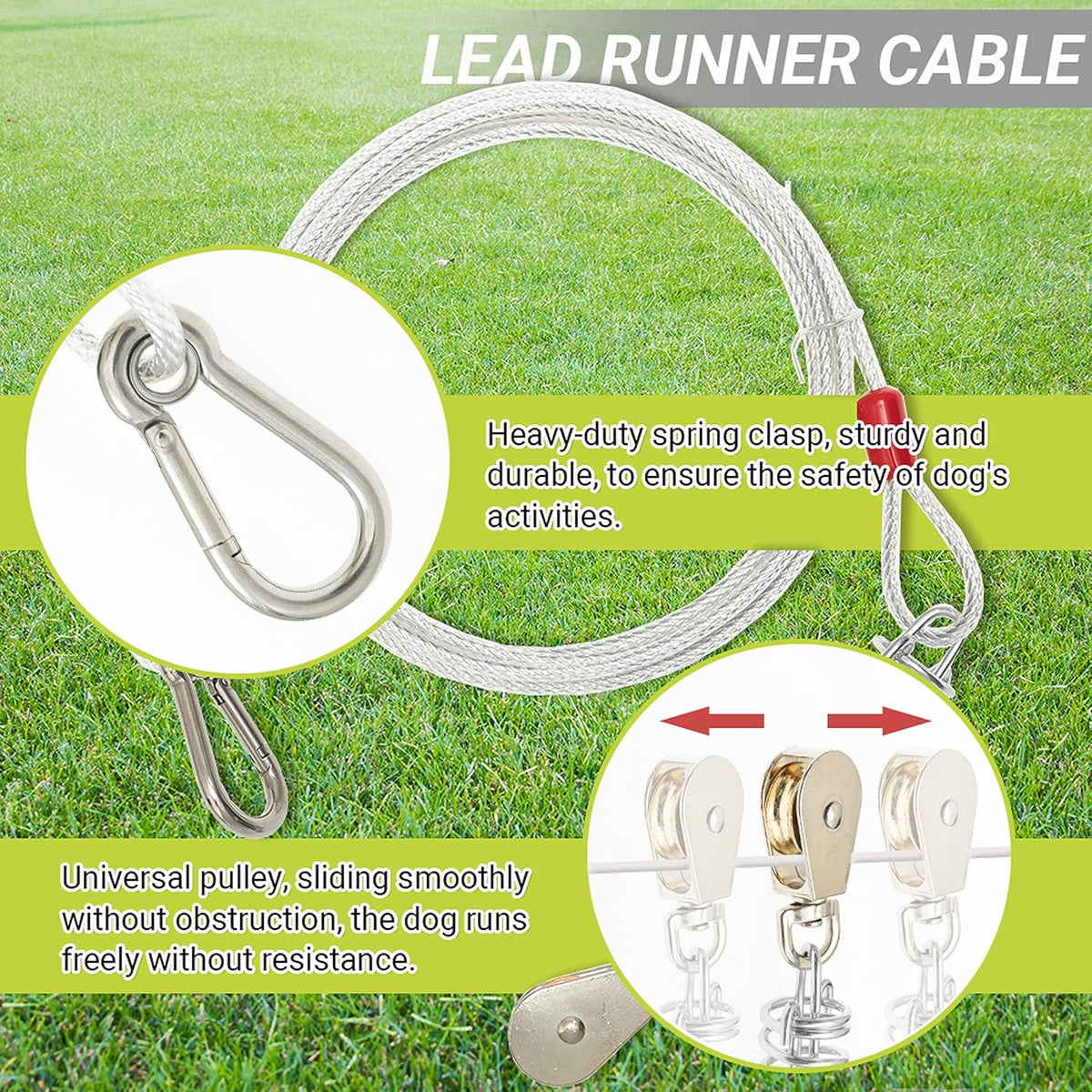 PAWNISAW Dog Runner Cable for Yard - Silver / 100 FT - image 4