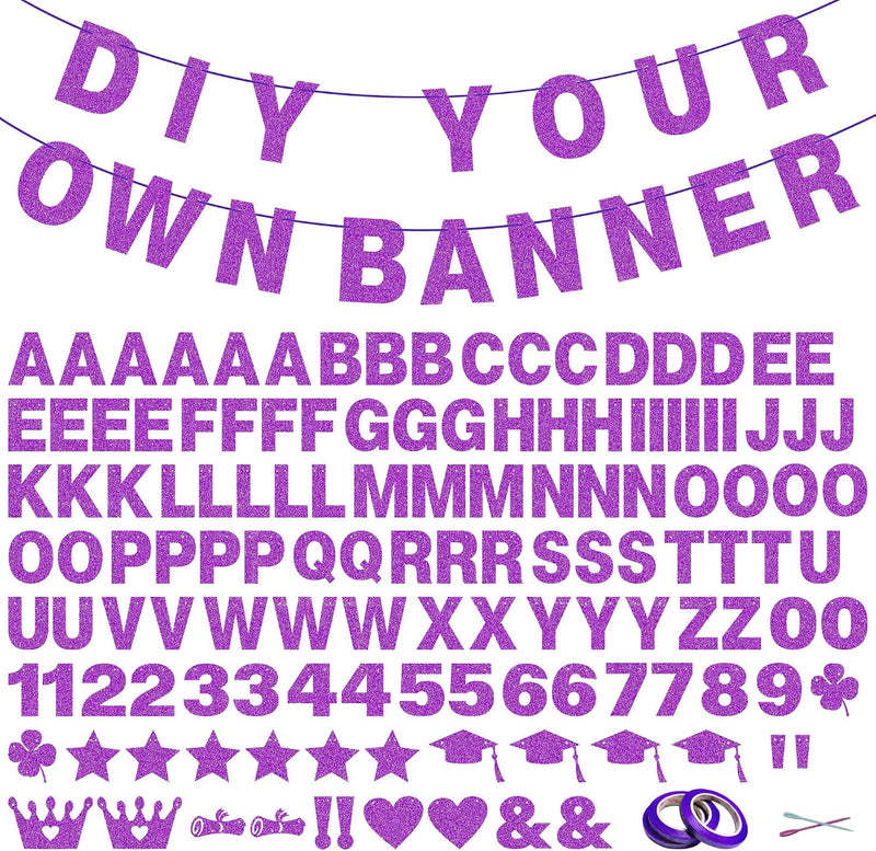 TMTECHJS 131-piece custom letter banner kit with glittering gold flags and ribbon