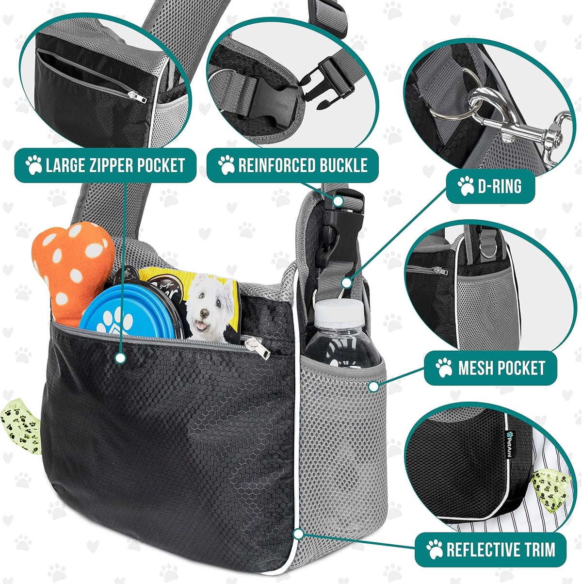 PetAmi Dog Sling Carrier for Small Dog - Black - image 4