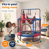 Happin 55’’ Trampoline for kids Safety Enclosure - Blue & Red / Adventure - image 2