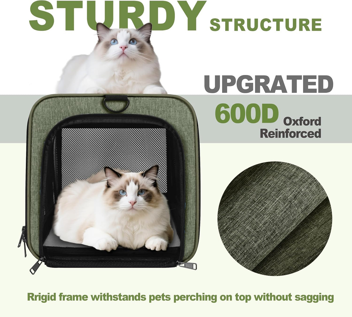 Cat Carrier 18x11x11 Top Load - Olive / 18.0"L x 11.0"W x 11.0"H - image 4