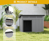 Fancyango Outdoor Dog House for Large Dogs - Grey / 32.1" L x 25.1" W x 24" H - image 3