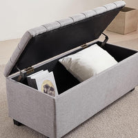 Ottoman with Storage 38 inches, Furniture End of Bed Storage Benches, Long Ottomans Bench with hinged lid, Bench seat Trunk for Foot Rest in Bedroom, Living Room (Gray)