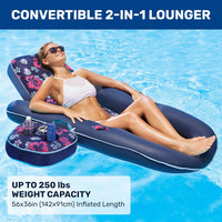 Aqua Campania Ultimate 2-in-1 Pool Float Lounge - One Size / Campania Navy Hibiscus - XLarge - image 2