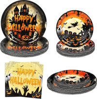 qonimi Halloween plates and napkins set, 75 piece disposable tableware - view 6