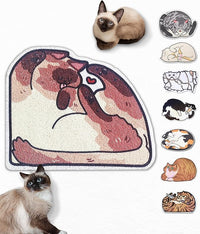 Lukamoo® Cute Cat Litter Mat (30’’x20’’), Large/L, for Kitty Litter & Cute Cat Litter Box, Litter Trapping Mat (Pointed, Cornered)