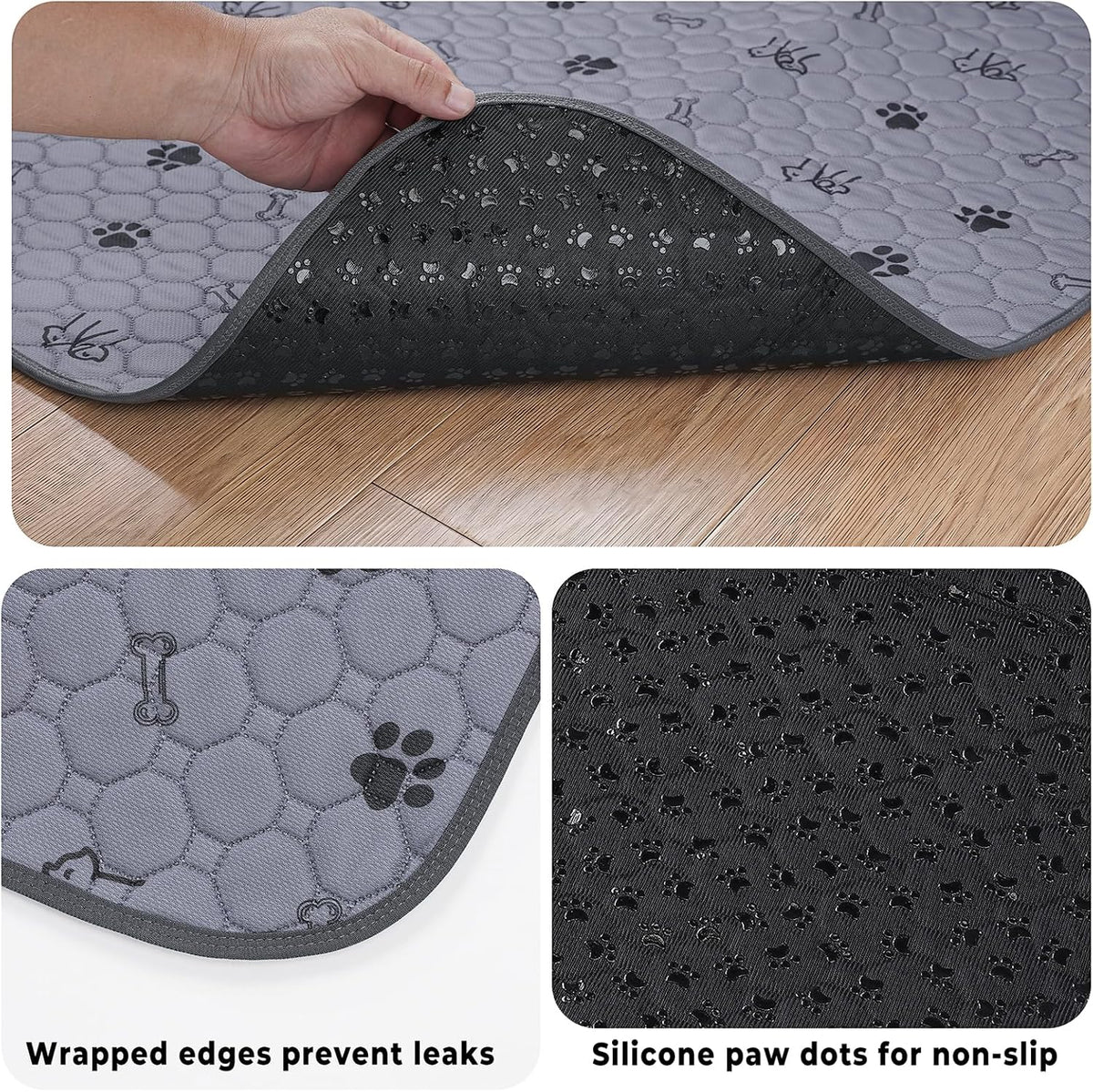 4 Pack Washable Pee Pads for Dogs - Deep Grey / 36x72 Inch (Pack of 2) - image 4