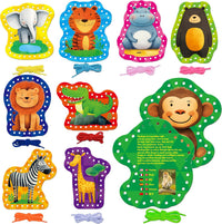 SpriteGru 9 Pieces Kids Lacing Cards - Wild Animal