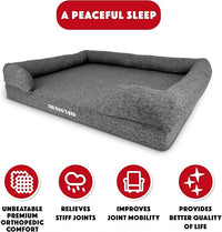 The Dog’s Bed, XL Grey Poly-Linen 43.5x34, Memory Foam, Pain Relief: Arthritis, Hip & Elbow Dysplasia, Post Surgery, Lameness, Supportive, Calming, Waterproof Washable Cover, Veterinary Approved