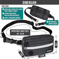 PetAmi Hands Free Dog Leash, Dog Running Leash Belt for Walking Jogging, Dog Waist Zipper Pouch Fanny Pack with Poop Bag Dispenser, Dual Padded Handle Bungee Leash for Small Medium Large Dogs, Single