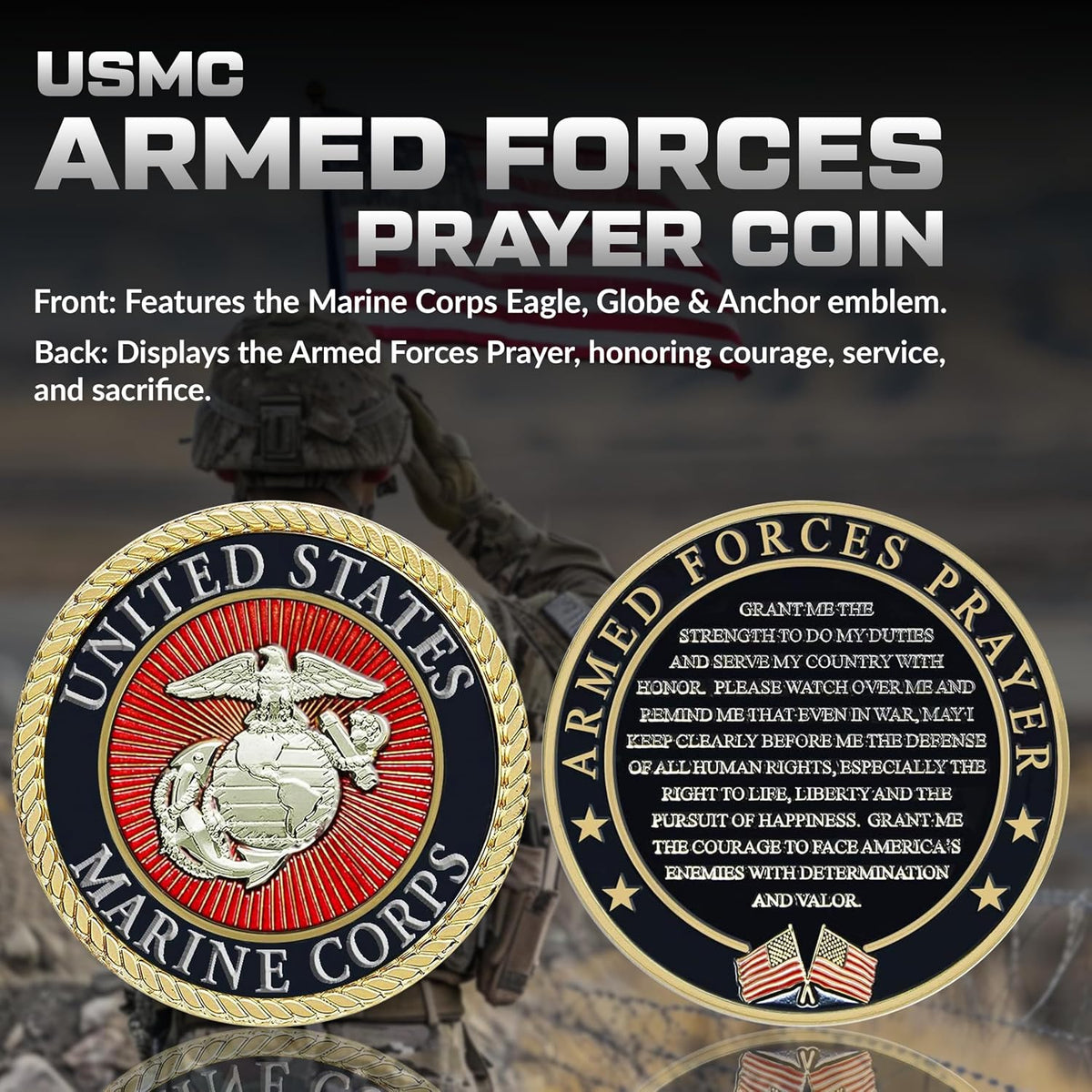 Military Gift Shop Air Force Armed Forces Prayer Coin - Usmc - image 3