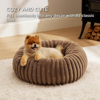 Bedsure ComfyFleece Donut Dog Bed Medium Size Dog with Washable Cover – Essentials for Dogs - S (23x23x7) / Camel Brown - image 4