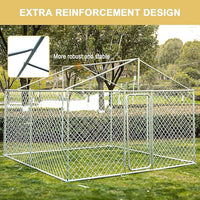 Outdoor Dog Kennel with Cover, Large Dog Run Fence House Big Cage Pen Enclosure, Heavy Duty Dogs Play Cage Pen Kennel (118" L x 118" W x 83" H)