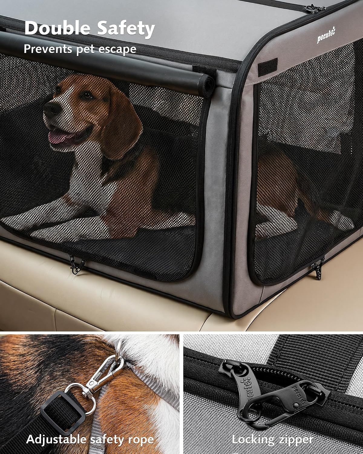 Dog Car Carrier Light Weight 24×17.7×20.5in - Gray / 27.0"L x 20.5"W x 20.5"H - image 4