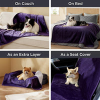 Bedsure Waterproof Dog Blankets for Small Dogs Soft Cat Blanket Warm - XL(50x60") / Eggplant - image 2