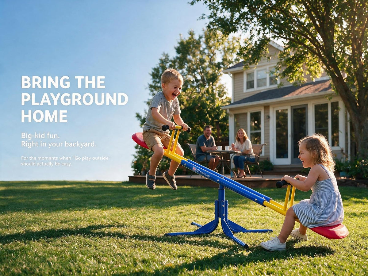 Grow'n Up Heracles four-leg kids seesaw with foam handle guards and 360 degree spin - view 2