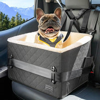 PETSFIT Dog Car Seats for Small Dogs, Soft Foam Dog Booster Seat with Patented Safety Buckles, Storage Pockets and Detachable Clip-On Safety Leash, Dog Car Seat for Medium Dogs 30 LBS (Black)