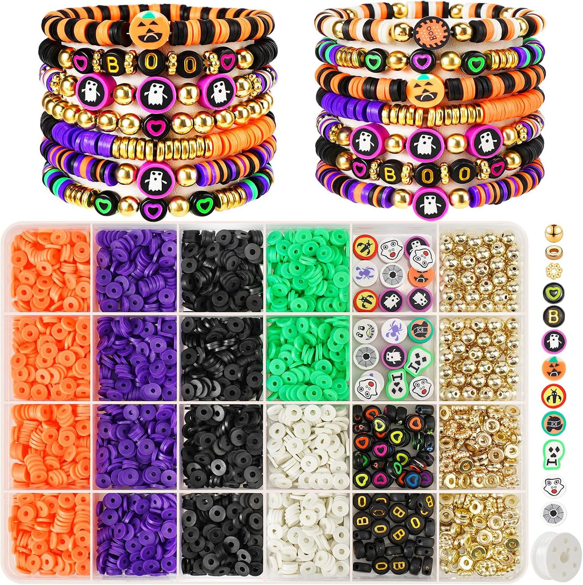 Gionlion Christmas clay bead bracelet kit with red, green, white and gold beads - view 3