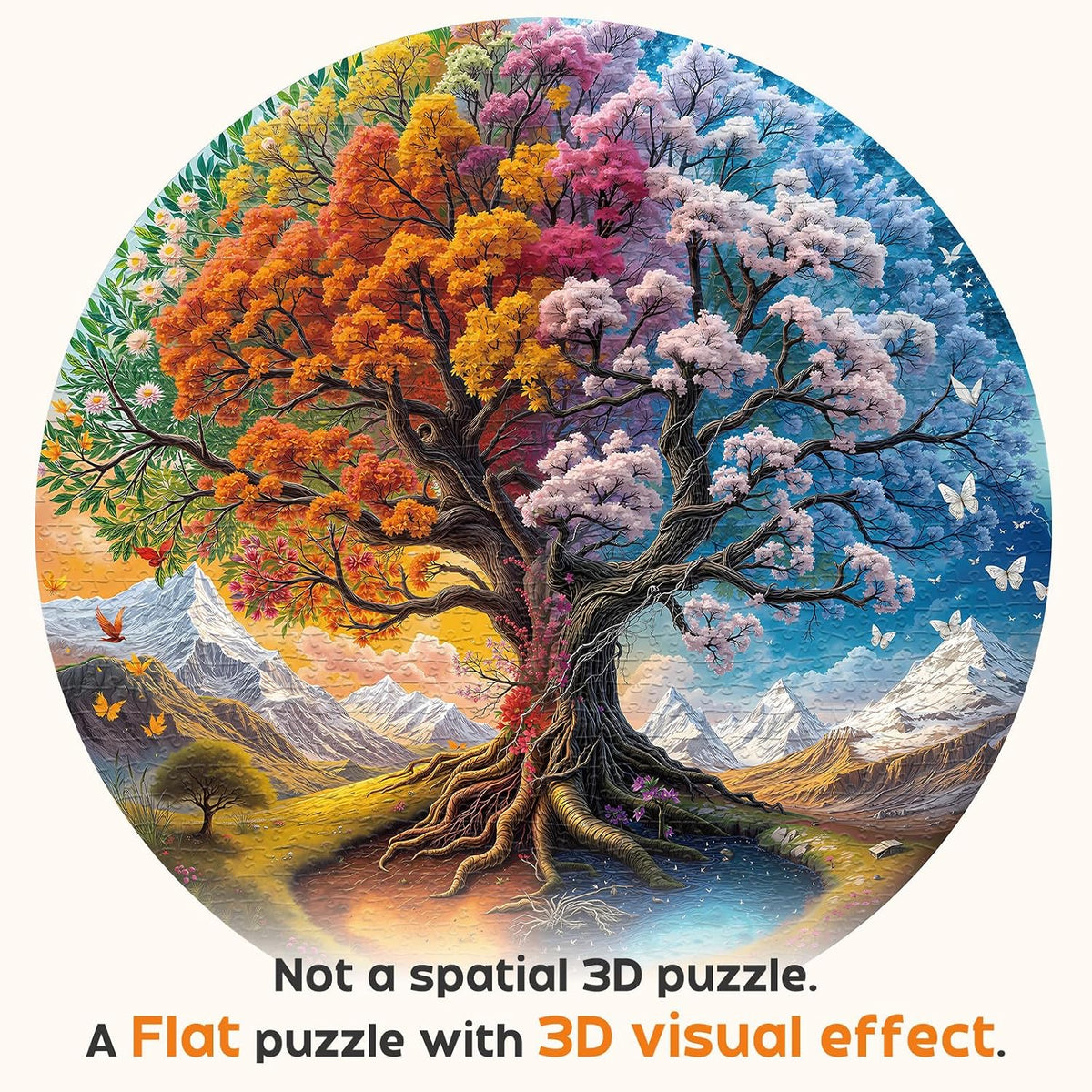 Masseruon 1000 piece round jigsaw puzzle with a sunset canyon image - view 14