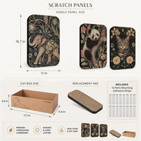 Cat Wall Scratcher, Art Cat Scratching Board for Indoor Cats – Essentials for Cats - Elephant & Cat & Panda - image 2