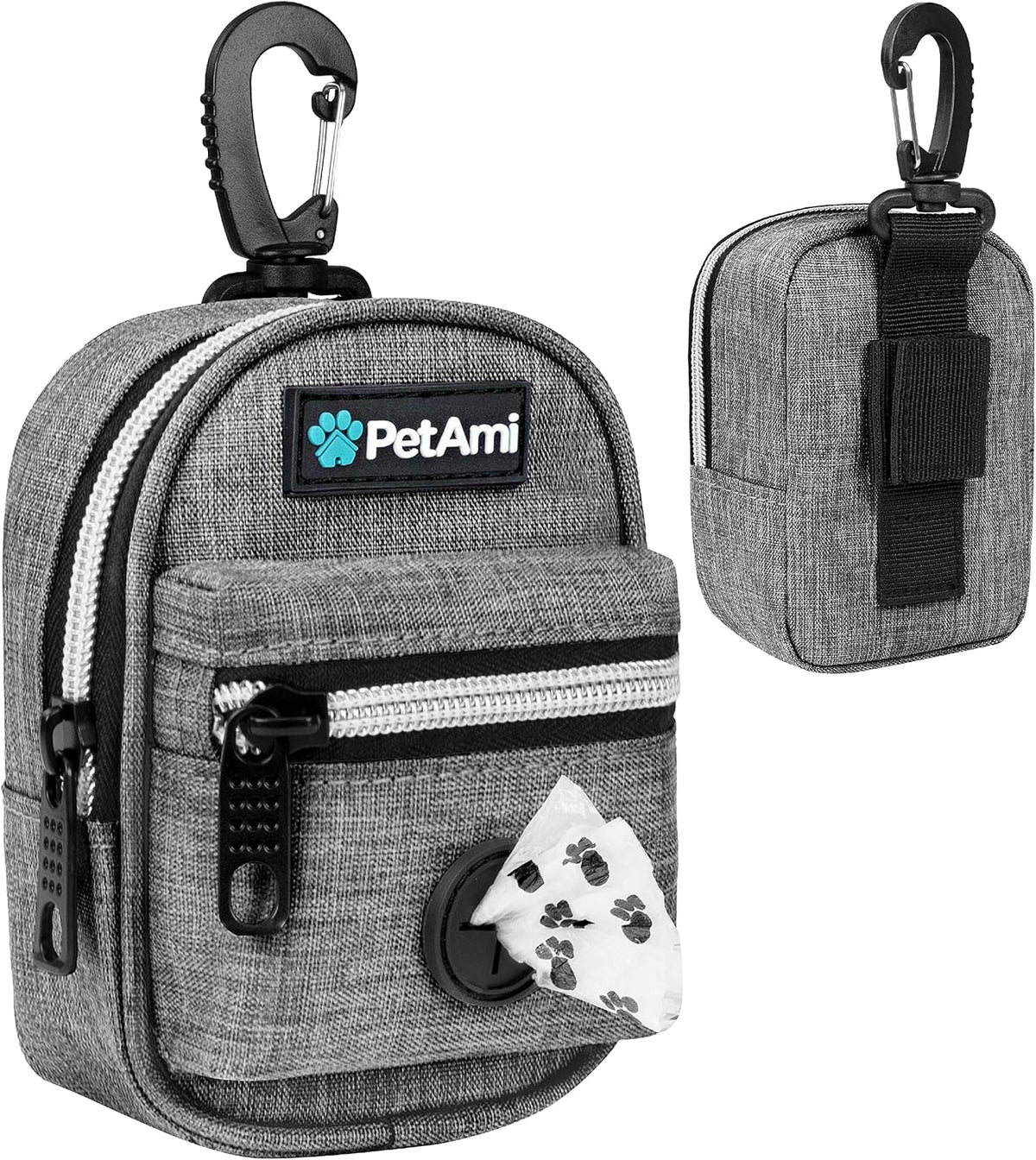 PetAmi Dog Poop Bag Holder for Leash - Heather Gray / 1 Count (Pack of 1)