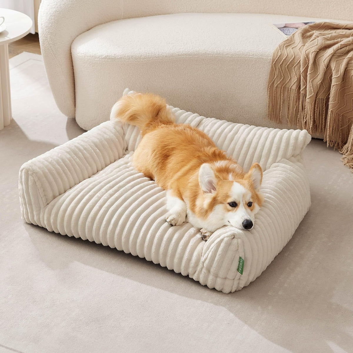 Cute Couch Bed for Pets, Supportive Cat Sofa for Indoor Cats - 36.0"L x 27.0"W x 10.0"Th / Cream - image 2