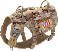 Forestpaw Tactical Dog Harness for Large Dogs, Military, L - M:Chest 22-35",Fit 30-80lbs / Camouflage Brown