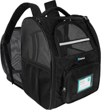 PetAmi Expandable Dog Cat Backpack Carrier, Airline Approved - 12.5"L x 10.2"W x 16.3"H / Black