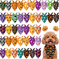 50 Pcs Halloween Dog Bandanas Bulk - 19.7 x 13.8 x 13.8 Inch / Halloween / 100