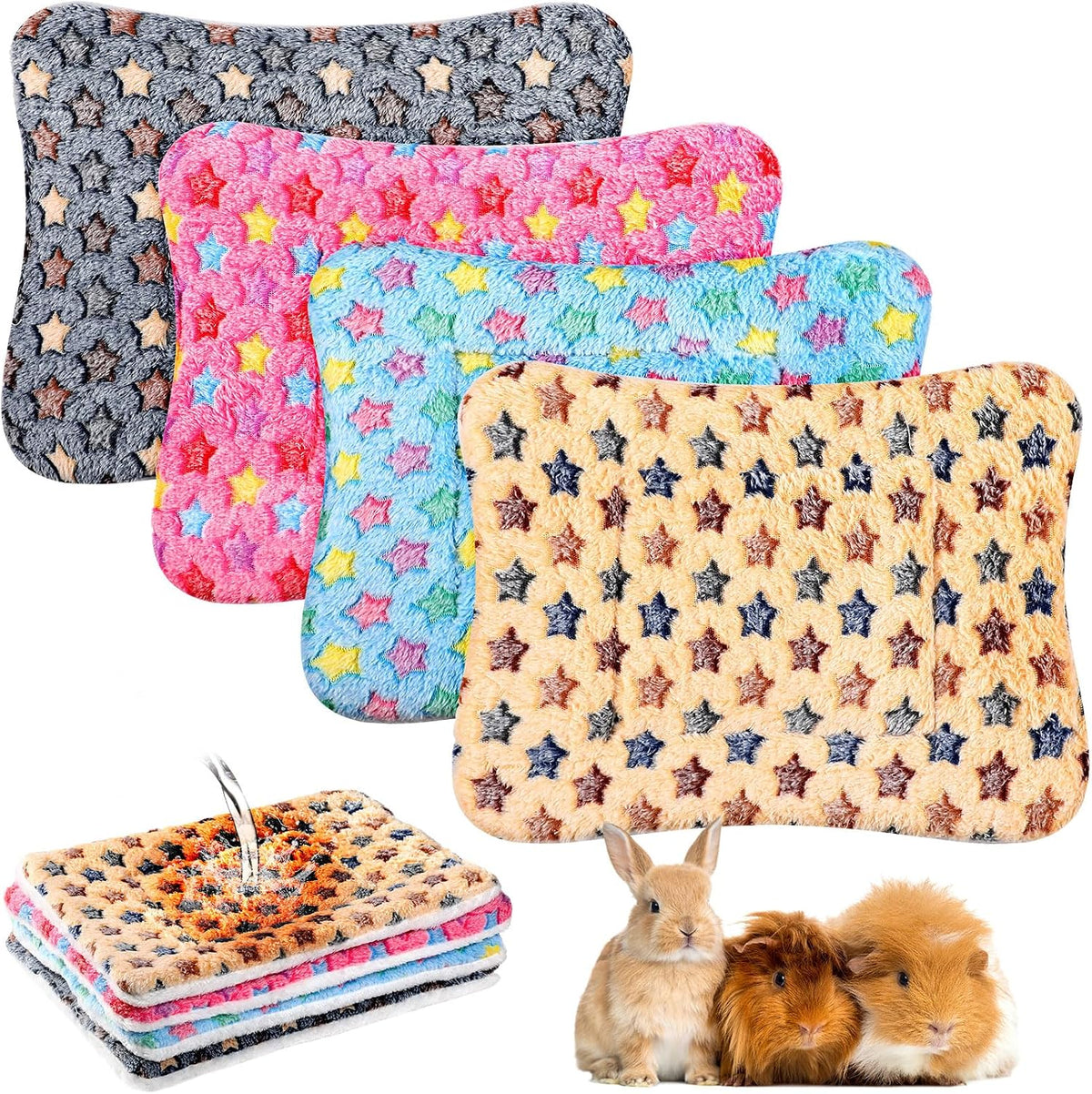 Haull 4 Pcs Waterproof Guinea Pig Bedding Mat, 13 x 10 - Stars / 13 x 10 Inch