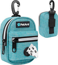 PetAmi Dog Poop Bag Holder for Leash, Pet Waste Dispenser With Clip for Puppy Walking Accessories, Travel Camping, Treat Pouch Supplies With Doggy Roll, Blue
