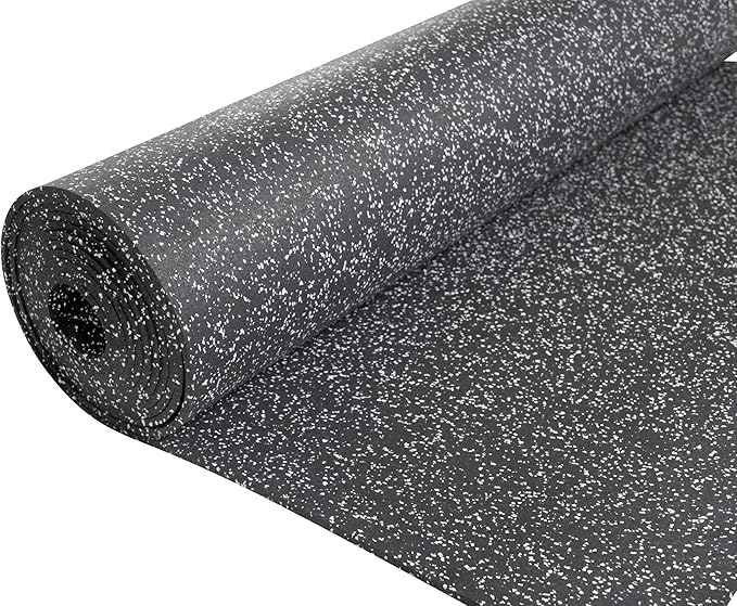 Playsafer Genaflex Rubber Gym Floor Mat, Heavy Duty Commercial Protective Gym Flooring Roll - 8mm Thick (10% Grey, 4' X 15')