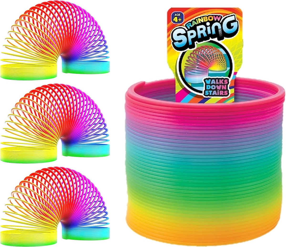 JA-RU Big Rainbow Magic Spring Toy Coil 1702-2A – Fun for Kids & Family - 3 Pack / Rainbow Spring Ring