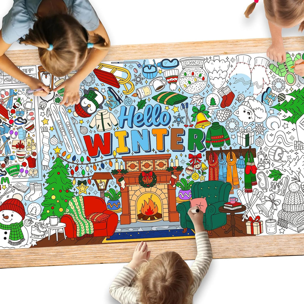 Halloween Activity Poster, Halloween Tablecloth for Kids - Winter