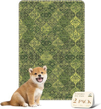 nunubaby Washable Pee Pads for Dogs, Stylish, Non-Slip and Leak-Proof Pee Pads. Reusable Potty Pads for Dogs for Crates and Floors.(Green/Multi, 24" x36")