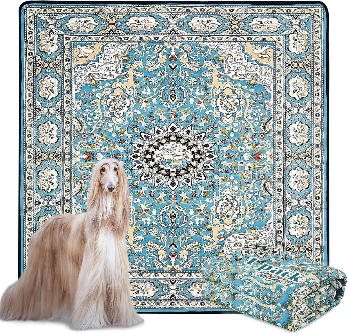 Washable Pee Pads for Dogs, Reusable Puppy Pads 36"x 41" 2 Pack – Essentials for Dogs - Medallion Blue / 72"*72"(Pack of 1)