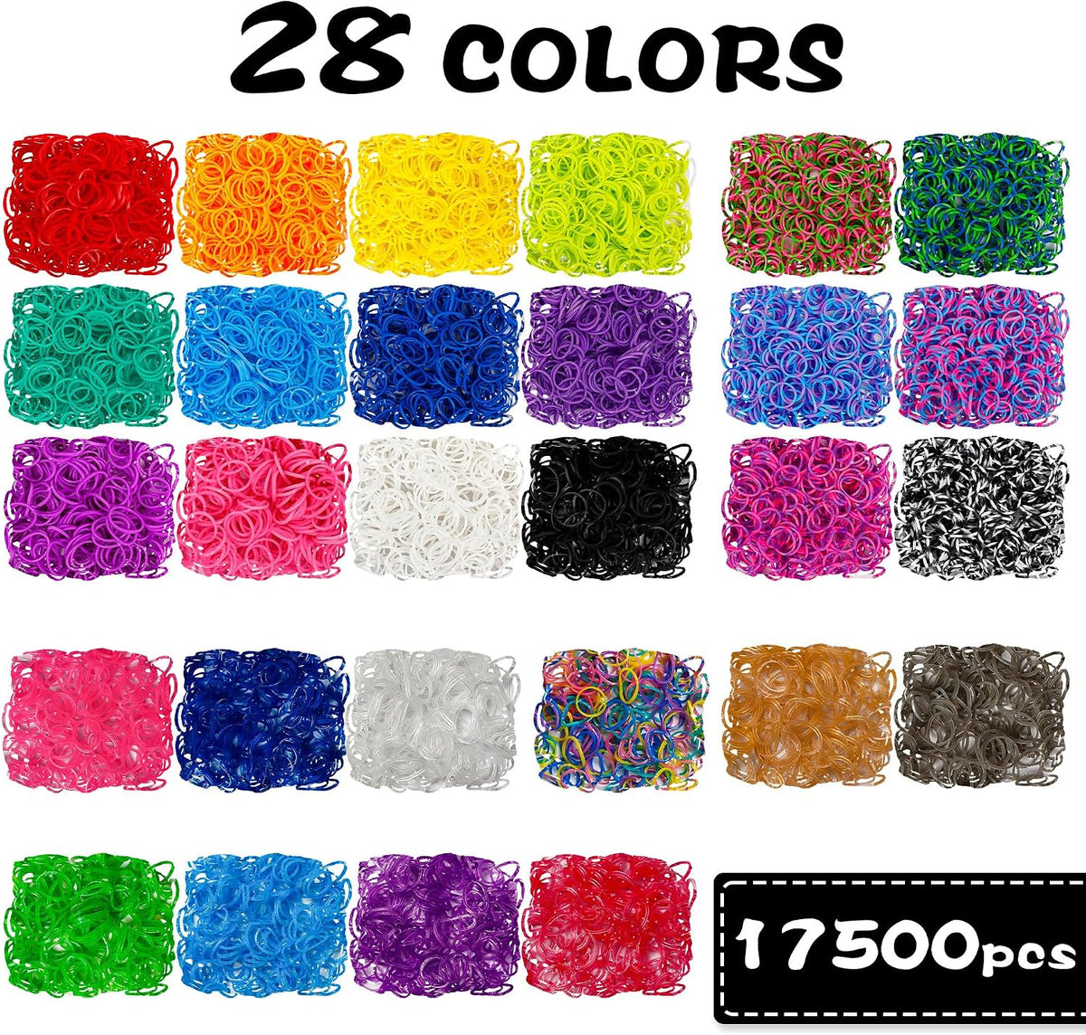 INSCRAFT 17500+ Rubber Loom Bands with 3 Layer Pink Container - Transparent - image 3