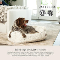 Jax & Bones Dog Napper - Machine Washable Shag Bed for Dogs - Extra Heavy Duty Bolstered Sides - Small White Dog Mat | 24 x 21 Inches
