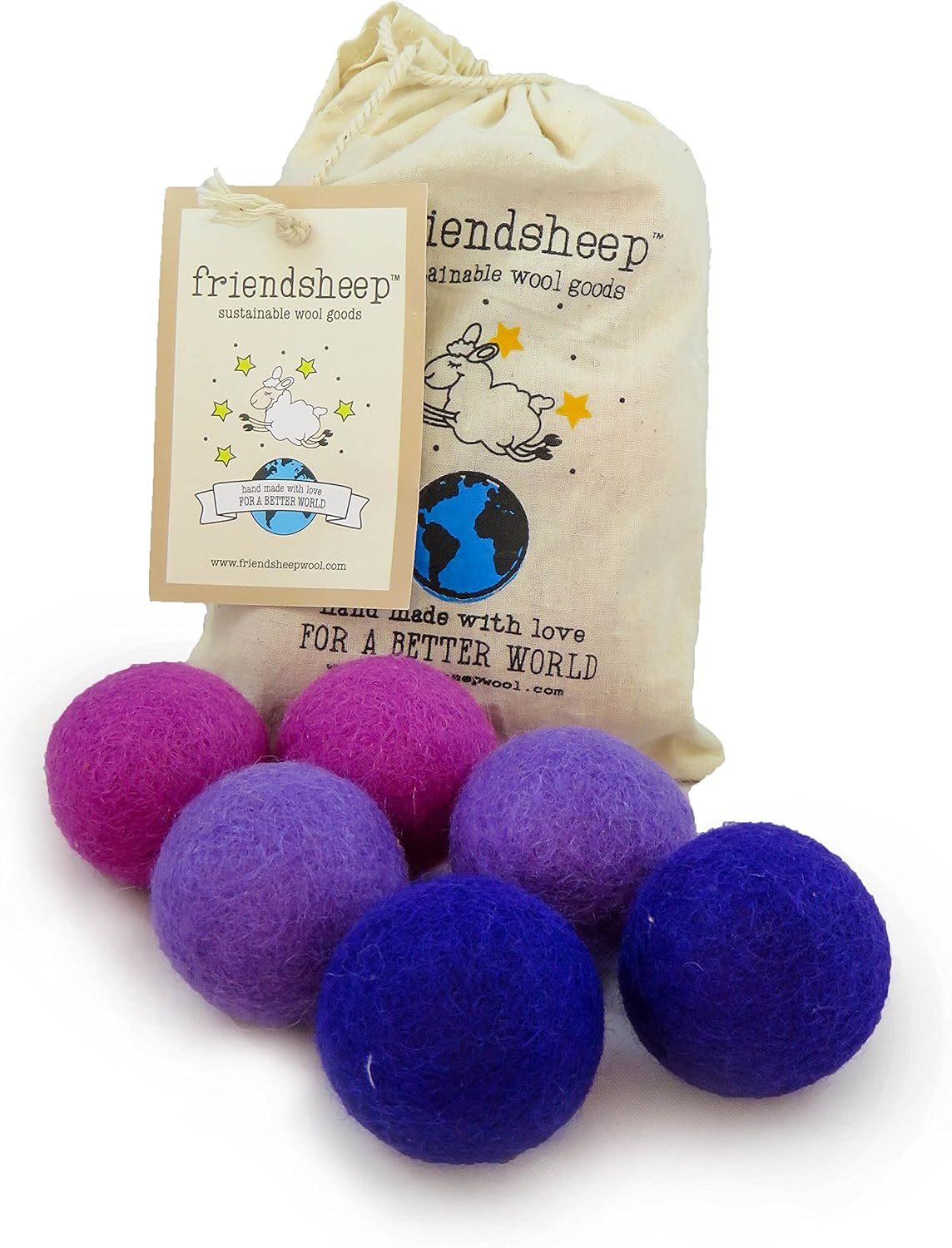 Friendsheep Eco Wool Pet Toy Ball, Cat, Ferret, Small Dog - Purple Rain