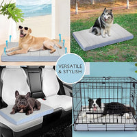 Cooling Dog Bed for Large Dogs - Orthopedic Pet Beds with Memory Foam, QMAX>0.5, Waterproof Removable Washable Cover for Hot Weather, Grey, 35" L x 23" W x 3" H