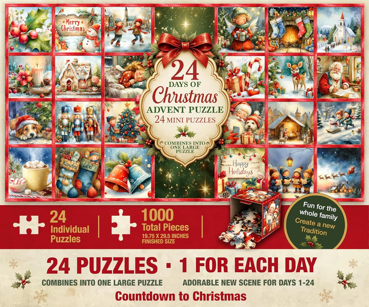 Christmas Advent Puzzle 1000 Piece Countdown 2026 – Fun for Kids & Family - Christmas Advent Puzzle