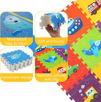Baby Play Mat, Foam Playmat for Babies, Kids Play Mat - 9 Pieces-vehicle Puzzle Mat - image 3